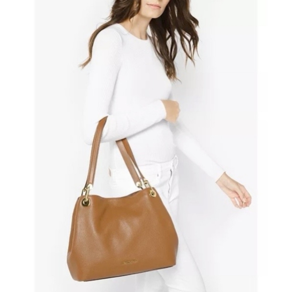 Michael Kors Large Brown Pebbled Leather Shoulder Bag Tote